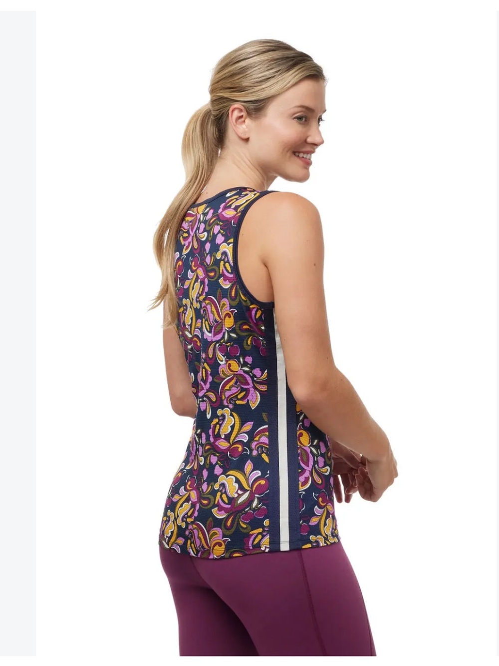 Kerrits XSFloral Print Sleeveless Performance Tank Top - Purple